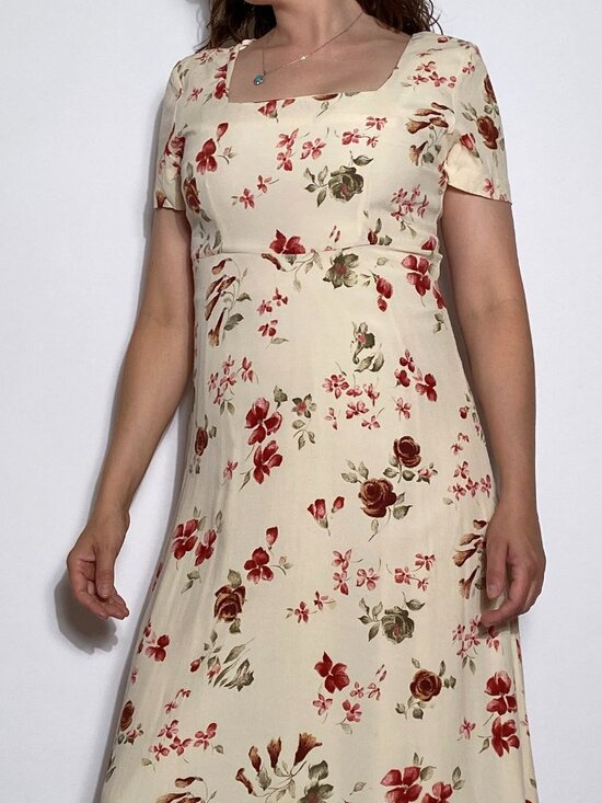 Vintage 1990s EMPIRE WAIST Floral Maxi Dress -- Size 8 - Picture 4 of 8